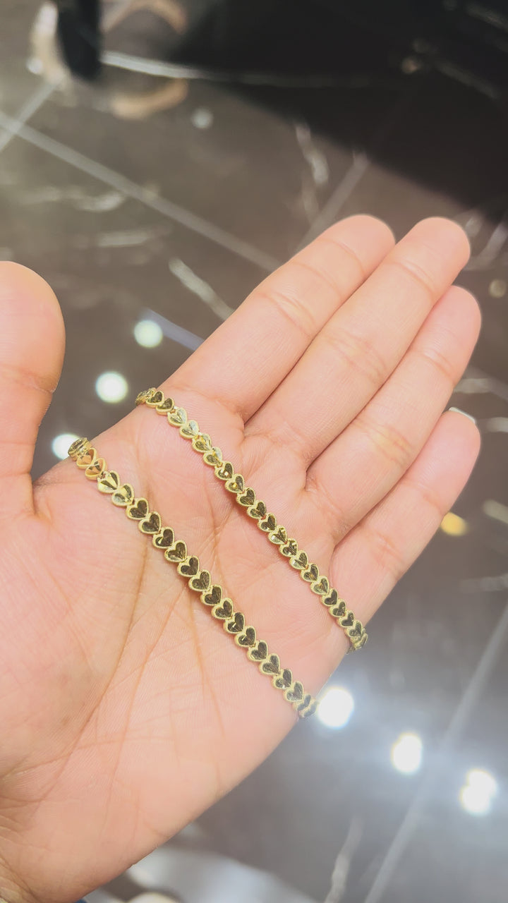 10K YELLOW GOLD HEART FANCY BRACELET