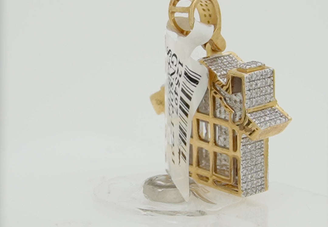 10K GOLD TRAP HOUSE DIAMOND PENDANT