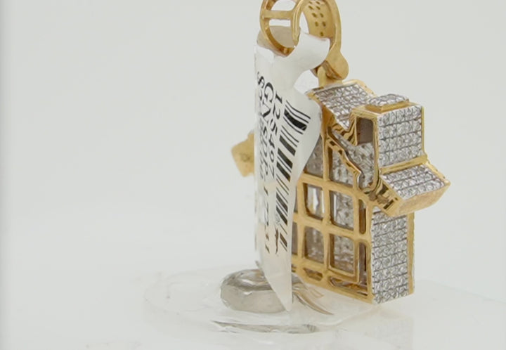 10K GOLD TRAP HOUSE DIAMOND PENDANT
