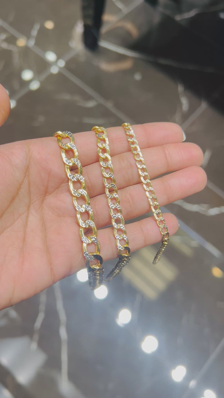 10K YELLOW GOLD DIA CUT HOLLOW CUBAN BRACELET