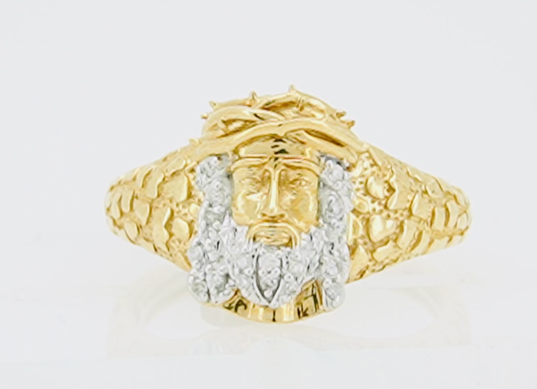 10KT Y/G 0.12CTW DIAMOND MENS RING