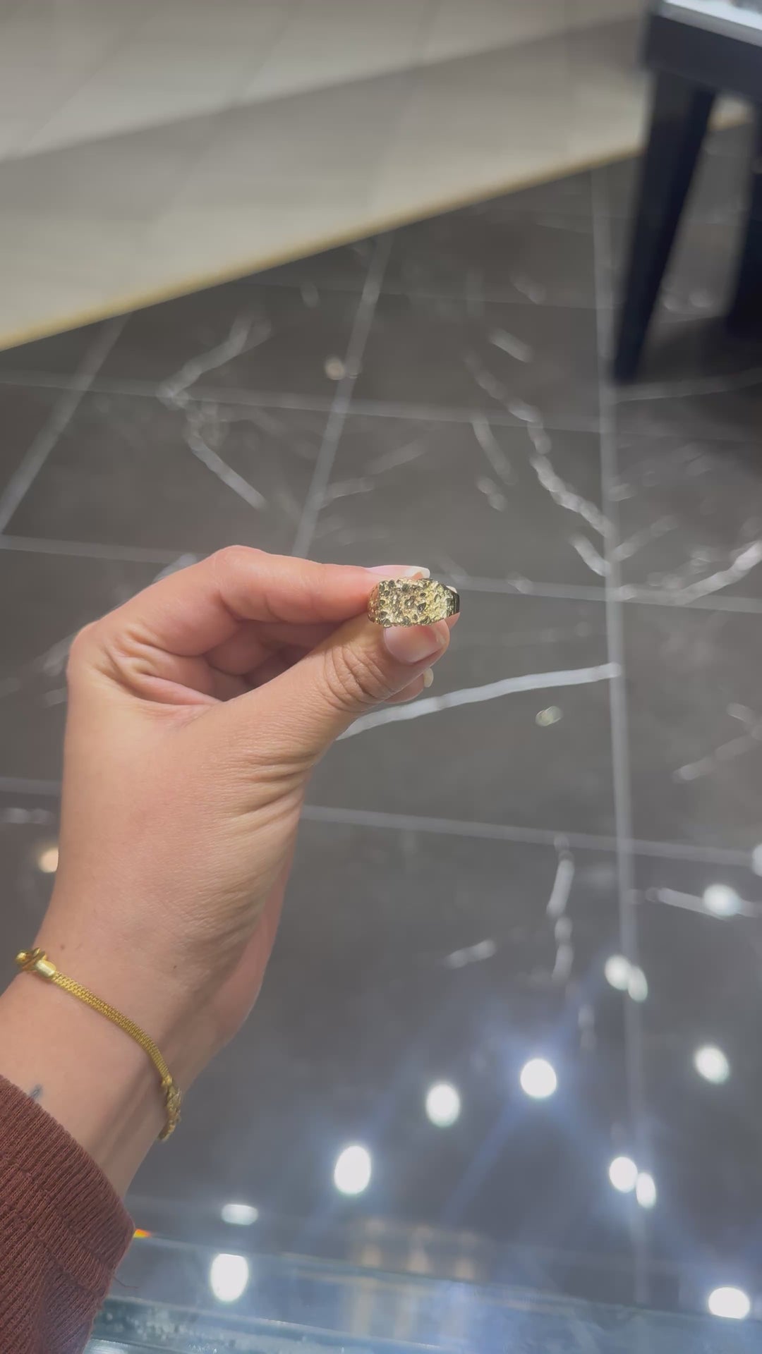 10K SQUARE NUGGET RING