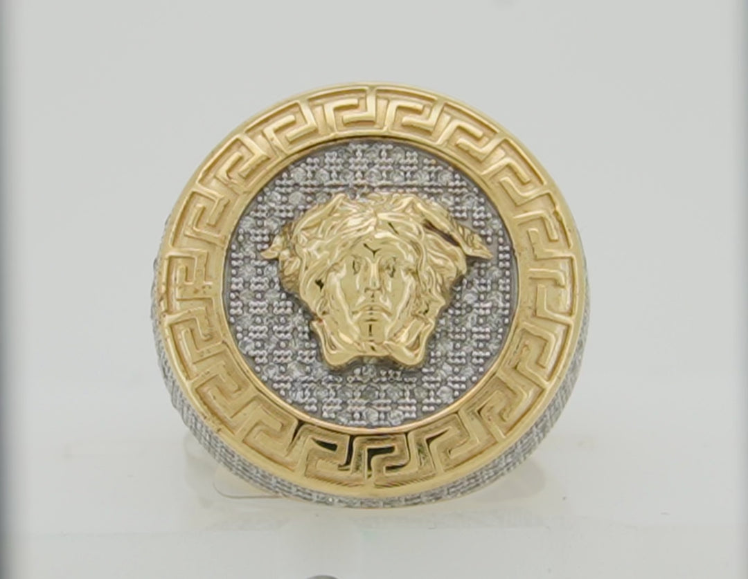 10K YELLOW GOLD 1.25 CTW  DIAMOND MEDUSA HEAD RING