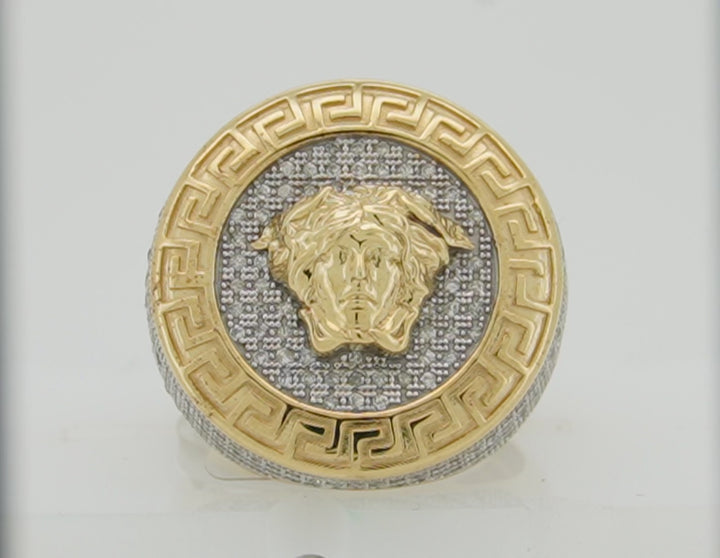 10K YELLOW GOLD 1.25 CTW  DIAMOND MEDUSA HEAD RING