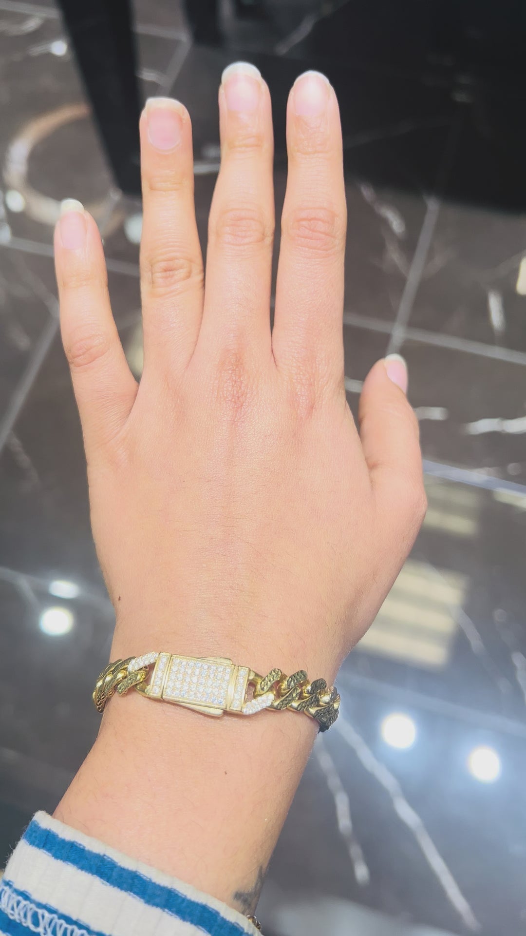 10K Y/G DIA CUT MIAMI CUBAN WITH CZ CLASP BRACELET