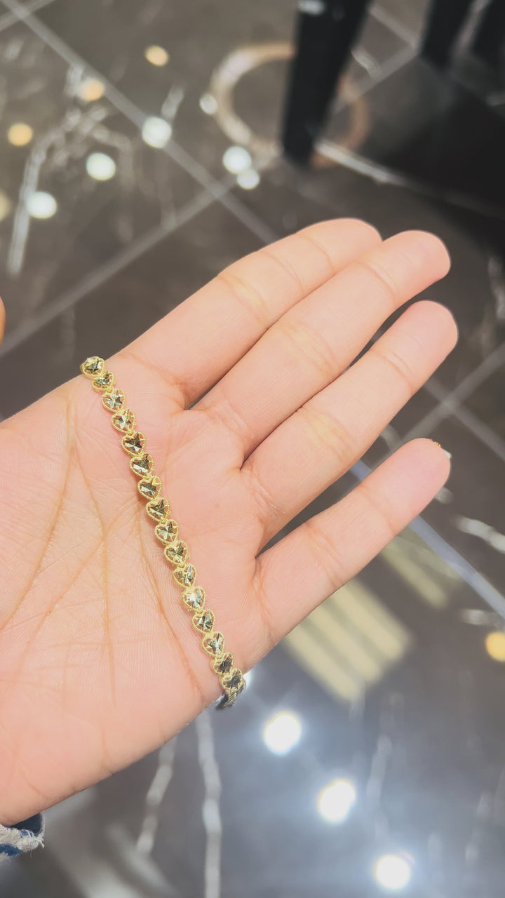 10K Y/G FANCY HEART BRACELET