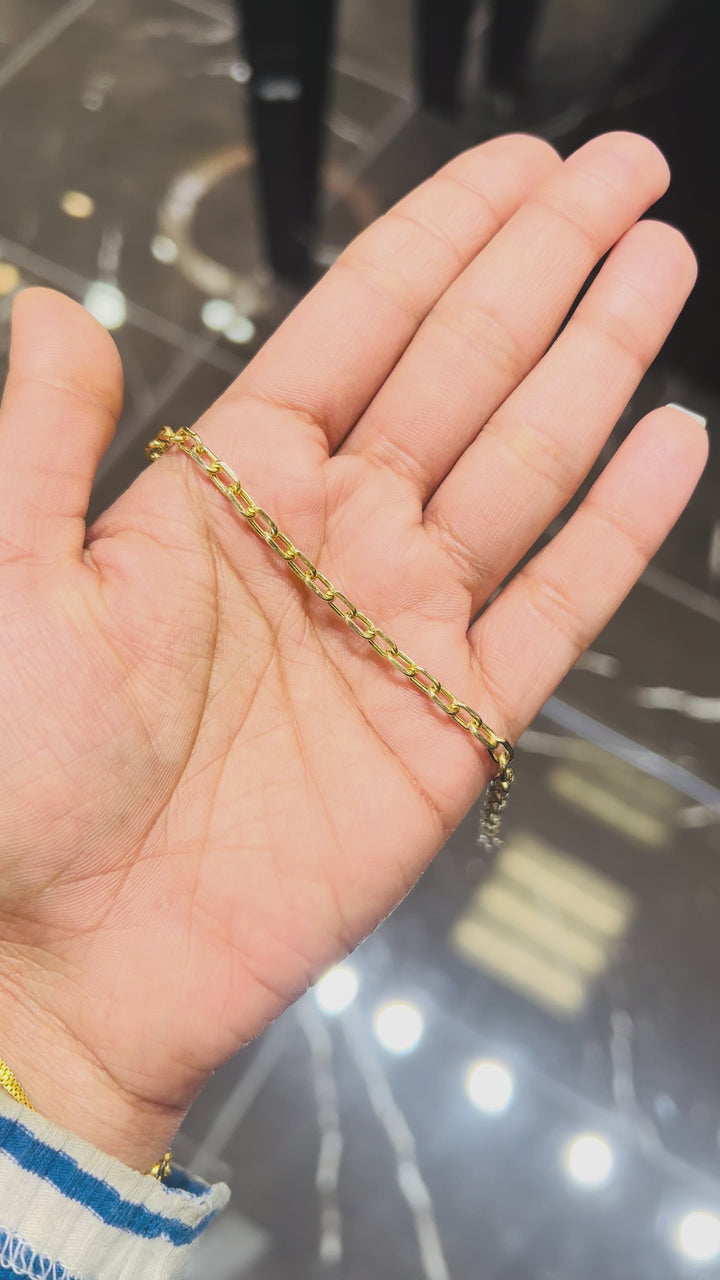 14k Y/G FANCY CABLE LINK BRACELET