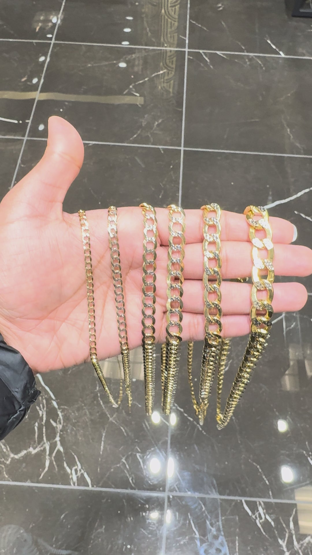 GOLD SEMI SOLID DIAMOND CUT CUBAN LINK CHAIN 10K / 14K GOLD