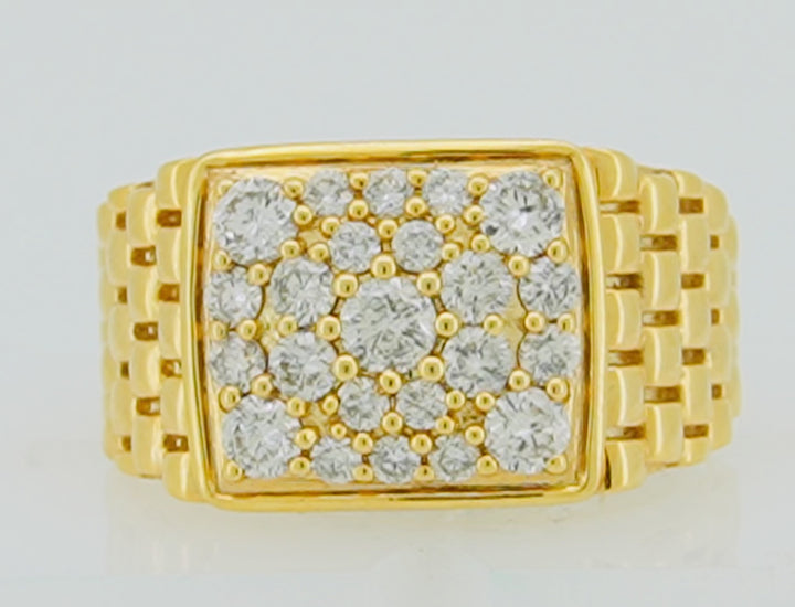 10KT Y/G 1.47CT DIAMOND MENS RING