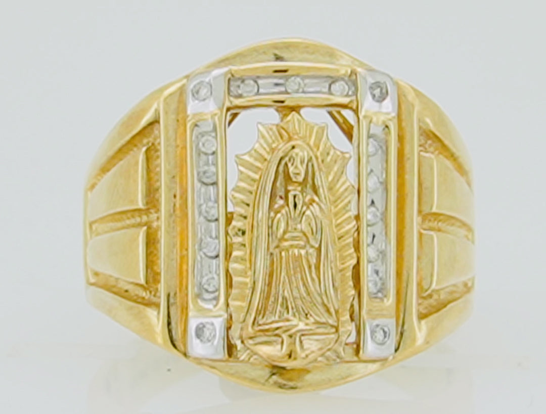 10KT Y/G 0.10CT DIAMOND MENS RING