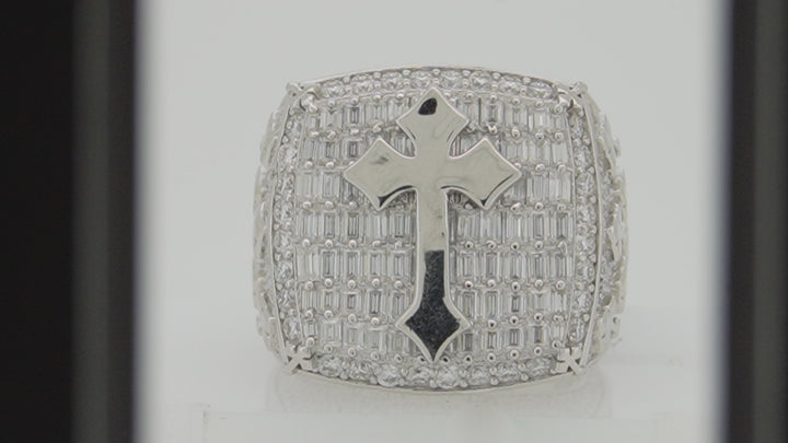 925S SILVER MOISSANITE CROSS RING