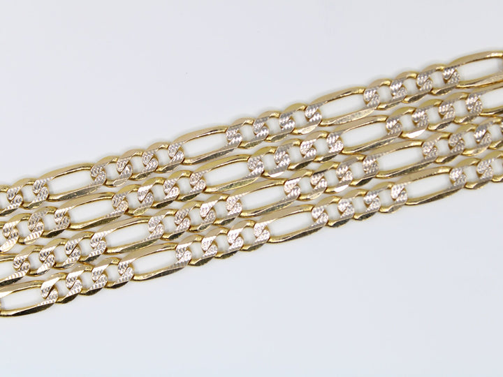 GOLD SOLID DIAMOND CUT FIGARO CHAINS 10K / 14K