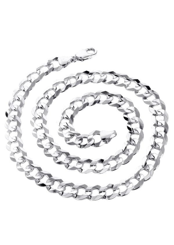 WHITE GOLD SOLID CUBAN  CHAIN 10K / 14K WHITE GOLD