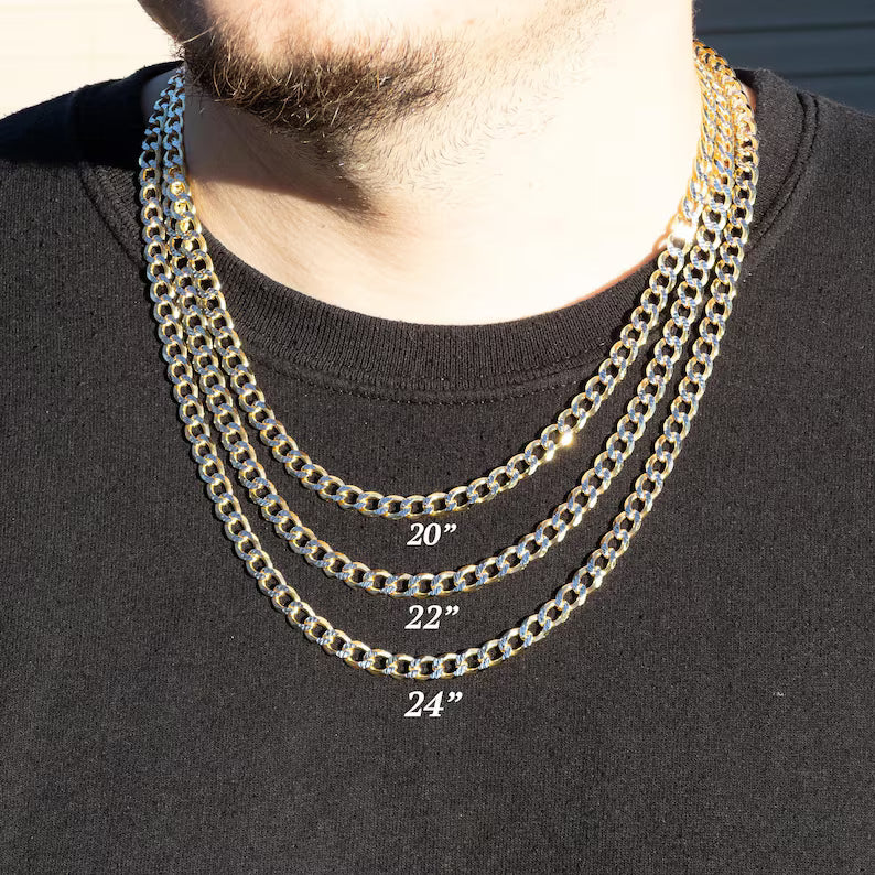 GOLD SOLID DIAMOND CUT CUBAN LINK CHAIN 10K / 14K GOLD