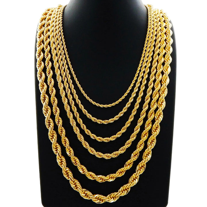 GOLD SEMI SOLID ROPE CHAINS 10K / 14K