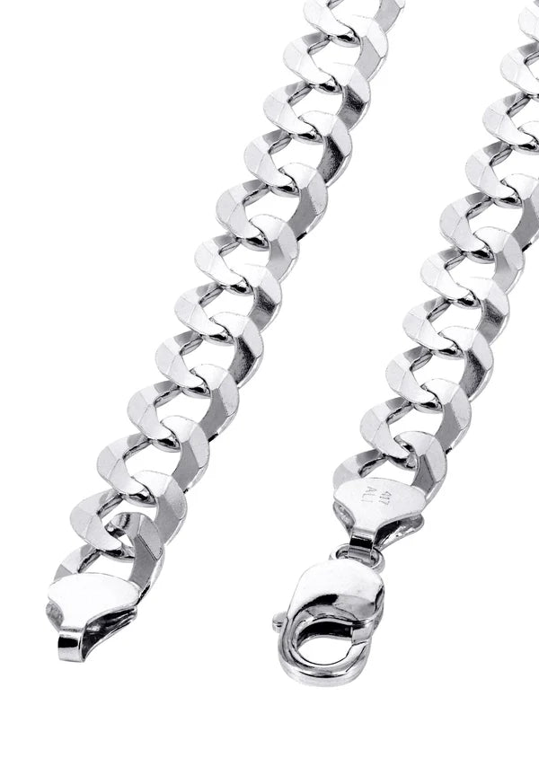 WHITE GOLD SOLID CUBAN  CHAIN 10K / 14K WHITE GOLD