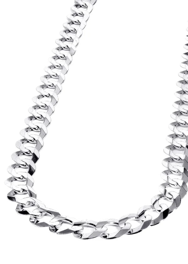 WHITE GOLD SOLID CUBAN  CHAIN 10K / 14K WHITE GOLD