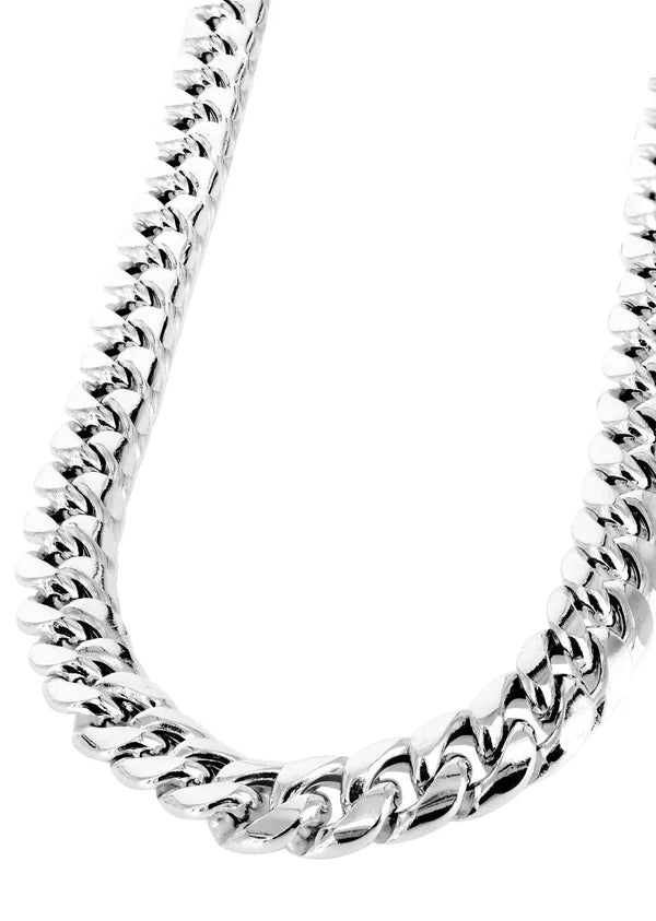 WHITE GOLD SEMI SOLID MIAMI CUBAN  CHAINS 10K / 14K WHITE GOLD