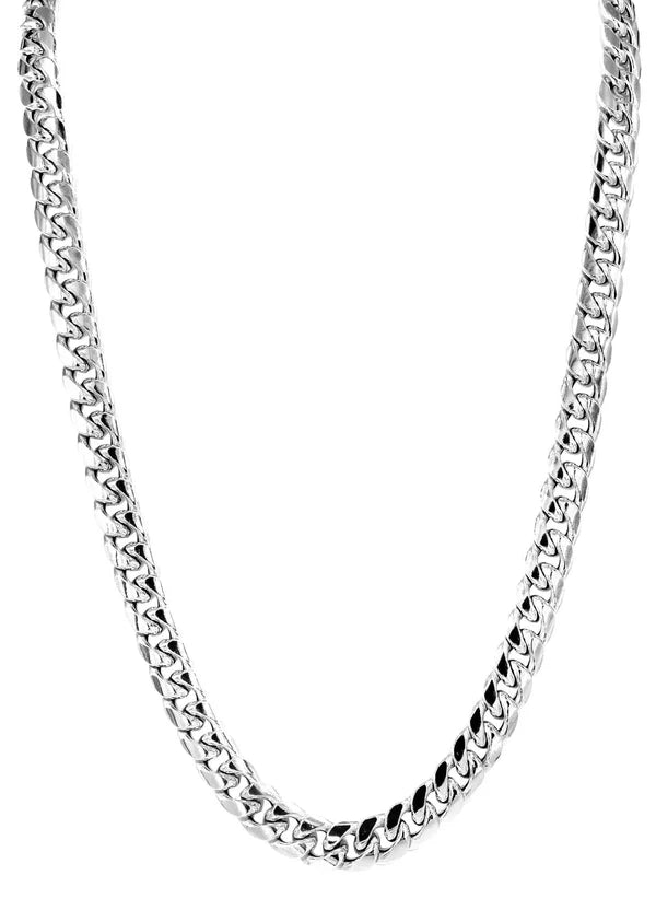 WHITE GOLD SEMI SOLID MIAMI CUBAN  CHAINS 10K / 14K WHITE GOLD