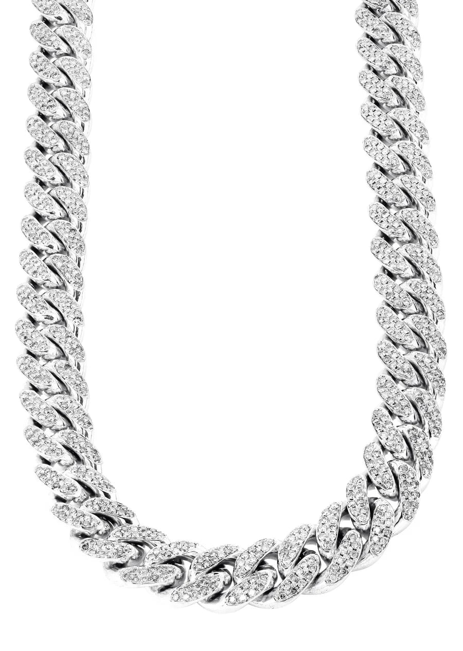 WHITE GOLD Natural Diamond Miami Cuban Link Chain — 10K / 14K CUSTOMIZABLE