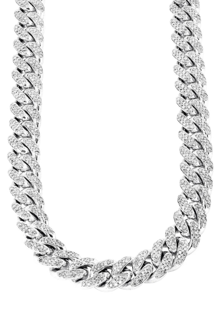 WHITE GOLD Natural Diamond Miami Cuban Link Chain — 10K / 14K CUSTOMIZABLE